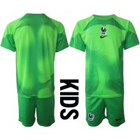 Fotballdrakt Barn Frankrike Keeper Bortedraktsett VM 2022 Kortermet (+ Korte bukser)